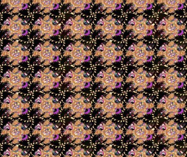 Düz Çiçek Elementleri Tasarımı. Renkli Bahar Teması eskiz kalıbı. Raster illüstrasyonu. Taslak desenli, modaya uygun kumaş deseni. Şirin çiçek elementleri..