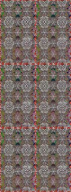 Gri ve kahverengi renklerde etnik çiçeklerle kusursuz bir desen. Raster Çiçek İllüstrasyon Şirin Tekstil.