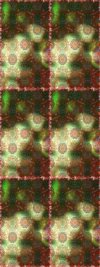 Düz Çiçek Elementleri Tasarımı. Raster illüstrasyonu. Renkli Bahar Temalı Kusursuz Arkaplan. Kahverengi ve yeşil renklerde zarif çiçekleri olan suluboya..