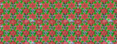 Yeşil ve pembe renkli çiçeklerle kusursuz çiçek deseni. Çiçekler suluboya tarzında yeşil ve pembe renklerde.