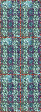 Raster illüstrasyonu. Kusursuz çiçek deseni. Mavi ve nötr renklerde çiçekler. Asya tekstil tarzında. Raster illüstrasyonu.