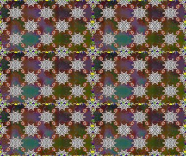 Flowers on brown and gray colors. Tropical seamless floral pattern. Raster illustration.