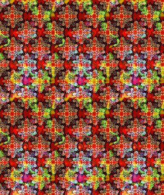 Raster çiçek desenleri çiziyor. Vadinin çiçekleri kırmızı renklerde.