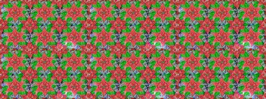 Yeşil ve pembe renkli çiçeklerle kusursuz çiçek deseni. Çiçekler suluboya tarzında yeşil ve pembe renklerde.