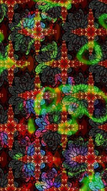 Çiçeksel elementlerle süslenmiş zarif raster dokusu. Küçük çiçekte hoş bir çiçek deseni var. Parlak çiçekli siyah ve kahverengi renkler üzerine soyut çizim deseni.