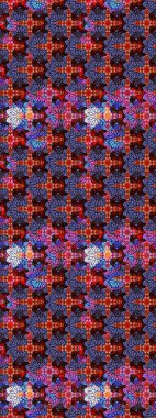 Raster illüstrasyonu. Mor renkli Asya tekstili. Suluboya çiçekli çiçek deseni.