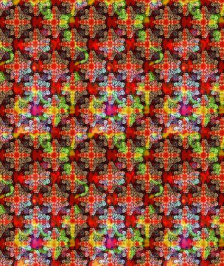 Raster çiçek desenleri çiziyor. Vadinin çiçekleri kırmızı renklerde.