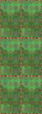 Yeşil ve kahverengi renkli çiçekler. Çiçekli karalama şeklinde Raster çiçek deseni. Yumuşak, bahar çiçekli arka plan.