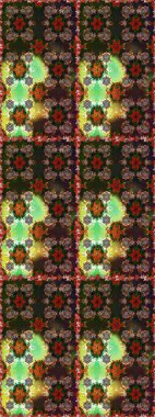 Çiçeksiz desenli, suluboya elle çizilmiş elementler. Parlak renkli fantezi çiçekleri, yapraklar, tomurcuklar kahverengi ve gri renklerde kahverengi ve gri.