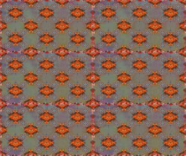 Renkli Bahar Temalı Kusursuz Arkaplan. Düz Çiçek Elementleri Tasarımı. Raster illüstrasyonu. Gri ve kahverengi renkte zarif çiçekli suluboya.