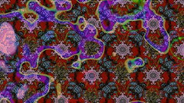 Çizim çiçek deseni duvar kâğıdı olarak kullanılabilir. Çiçekler kahverengi, kırmızı ve gri renklerde. Raster illüstrasyonu.