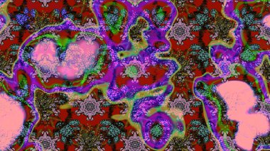 Eskiz modeli etnik tasarım. Yatak çarşafları, ceket, paket tasarımı, kumaş ve moda kavramları için tekstil baskısı. Çiçekleri, deniz kabukları, mandalaları ve suluboya efektleri olan deniz altyapısı.