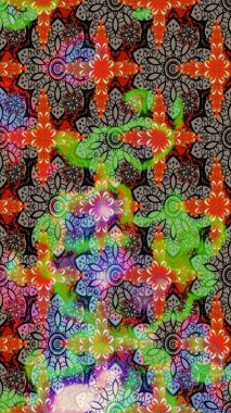 Nazik romantik baskı. Yeşil ve bej renkli çiçekler. Bahar mevsimi. Raster güzel bir çiçek deseni çizmiş. Tatil havası..