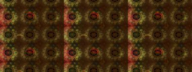 Raster illüstrasyonu. Şirin çiçek elementleri. Robot resim. Kahverengi renkte çiçekler.