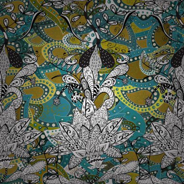 Çiçekli karalama şeklinde vektör deseni. Nazikçe, güzel çiçek arkaplanı. Hoş renklerde çiçekler.