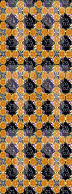 El çizimi çiçekli soyut çizim kalıbı. Raster illüstrasyonu. Sarı renkte çiçekler.