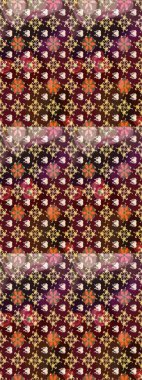 Çiçek tasarımı için inanılmaz bir kolaj cenneti tarzı. Parlak çiçekli kolaj çiçekleri kahverengi. Çiçekli zambaklar eskiz arka planı.