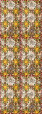 Parlak renkli çiçekleri ve bej renkli yaprakları olan harika bir çiçek deseni. Modern çiçek arkaplanı. Halk tarzı. Moda baskıları için zarif bir şablon.