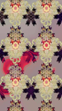 Raster düz çiçek çizim deseni. Hediye ambalaj kağıdı, tebrik kartları, posterler ve pankart tasarımı. Bej renkte çiçekler.