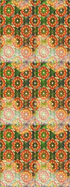 Raster illüstrasyonu. Turuncu renklerde, altın elementlerle kusursuz desen. Klasik klasik klasik arka plan. Geleneksel oryantasyon süsü. Kusursuz klasik raster altın desenli.