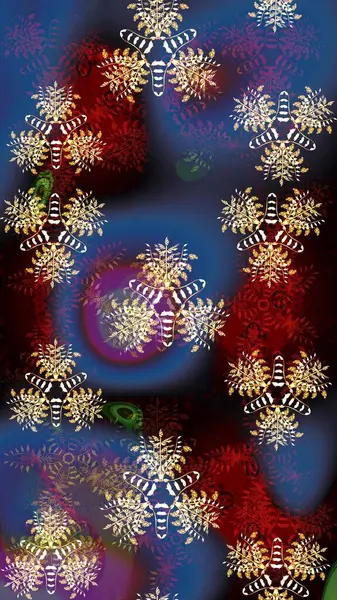 Çiçeksel çizim kalıbının yansıması. Vadinin mavi renkli çiçekleri.