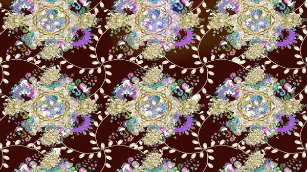 Renkli Bahar Teması eskiz kalıbı. Raster illüstrasyonundaki çiçek desenli çizim. Düz Çiçek Elementleri Tasarımı. Güzel kumaş deseni.