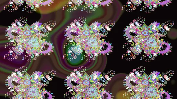 Raster illüstrasyonu. Çiçek ve yapraklı karalama şeklinde Raster çiçek deseni. Nazikçe, bahar çiçekleri siyah renklerde.