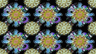 Kusursuz. Çiçekli bahar çiçekleri. Motley illüstrasyonu. Küçük çiçekte güzel bir desen. Küçük renkli çiçekler. Moda baskıları için zarif bir şablon.