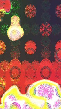 Renkli Bahar Teması eskiz kalıbı. Düz Çiçek Elementleri Tasarımı. Güzel kumaş deseni. Raster illüstrasyonu. Zentangle soyut çiçekleri. Çiçek tozu..