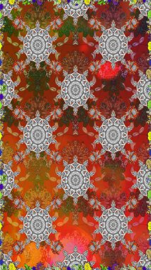 Kahverengi renklerde. Kahverengi renkte kahverengi papatya deseni. Raster illüstrasyonu.