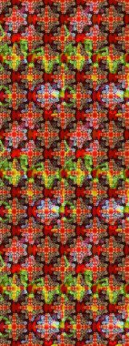 Raster Modaya uygun kumaş deseni. Kırmızı ve kahverengi renkli şirin çiçek deseni. Düz Çiçek Elementleri Tasarımı. Renkli Bahar Teması çizim şablonu.