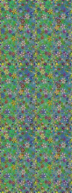 Kusursuz bir arka plan modeli. Çiçekler yeşil ve maviye. Raster hisseleri. Suluboya, elle çizilmiş.