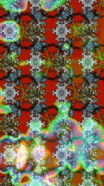 El çizimi, soyut ve süslü elementler. Kahverengi ve yeşil renkler. Suluboya resim taklit Raster çizimi. Klasik çiçekler. Yaz çiçekleri teması.