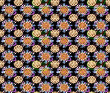 Düz Çiçek Elementleri Tasarımı. Raster Illustrasyon 'daki Çiçek Deseni' nin son moda çizimi. Güzel kumaş deseni. Renkli Yaz Teması çizim şablonu.