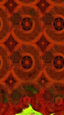 Kahverengi ve kırmızı renkte çiçekler. Raster illüstrasyonunda çiçek deseni çizimi.