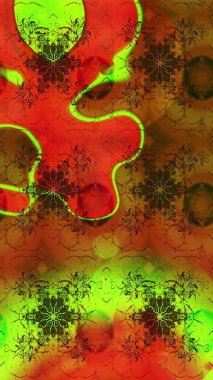 Güzel kumaş deseni. Raster suluboya çiçek deseni, narin çiçekler, kahverengi ve yeşil çiçekler, tebrik kartı şablonu..