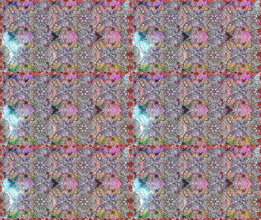 Raster illüstrasyonu. Gri ve nötr renklerde Asya tekstil tarzında. Çiçeklerle suluboya desenleri.