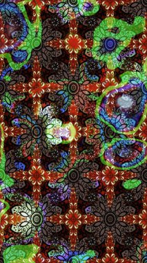 Soyut etnik raster çizim kalıbı. Kabile sanatı boho baskısı, klasik çiçek arkaplanı. Arkaplan dokusu, duvar kağıdı, kahverengi ve siyah renkli çiçek teması.