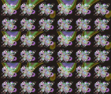 Gri renkli etnik çiçekli zarif eskiz deseni. Raster Çiçek İllüstrasyonu güzel tekstil..