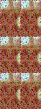 El çizimi. Çiçekli, yapraklı, çiçeksiz çiçek desenli. Raster illüstrasyonu.