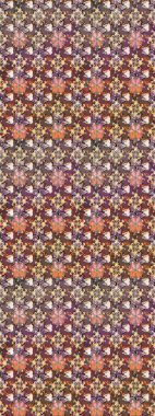 Robot resim. Raster illüstrasyonu. Şirin çiçek elementleri. Kahverengi renkte çiçekler.