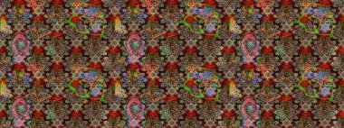 Vadinin bej renkli çiçekleri. Soyut etnik raster çizim kalıbı. Çiçekler..