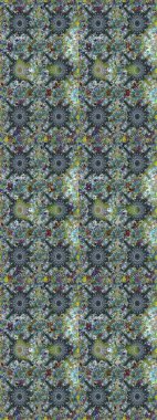 Retro tekstil tasarım koleksiyonu. Çiçekli ipek eşarp. 1950-1960 motifleri. El çizimi çiçek unsurları olan soyut, dikişsiz raster deseni. Gri ve mavi üzerine gri ve mavi.