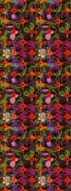 Yapraklı çiçekler ve kahverengi ve siyah renkli papatya çiçekleri. Eskiz arkaplan modeli. Raster - stok.