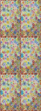 Raster illüstrasyonu. Tarafsız ve mavi renkte çiçekler. Tropik, dikişsiz çiçek deseni..