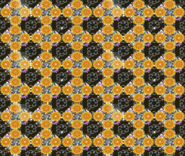 Suluboya çiçekli çiçek deseni. Kahverengi renkli Asya tekstili. Raster illüstrasyonu.