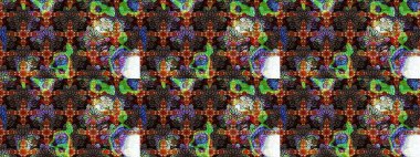 Küçük çiçekteki sevimli çiçek deseni. Raster deseni. Soyut çiçek çizim kalıbı arka planı. Raster illüstrasyonu. Kahverengi ve siyah renklerde.