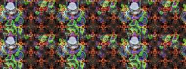 Raster illüstrasyonundaki çiçek desenli çizim. Suluboya tarzında kahverengi ve siyah renkte çiçekler.