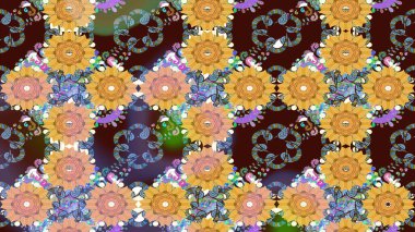 Kahverengi renklerde. Raster illüstrasyonu. Çiçek. Taslak dekoratif arka plan, çiçek mandala.