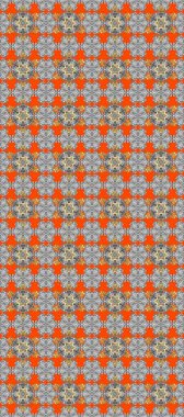 El çizimi çiçekli, pürüzsüz bir desen. Turuncu, gri ve beyaz arka planda. Tekstil, kumaş, ambalaj, hatıra defteri için hoş bir çiçek arkaplanı. Çocuksu tasarım.